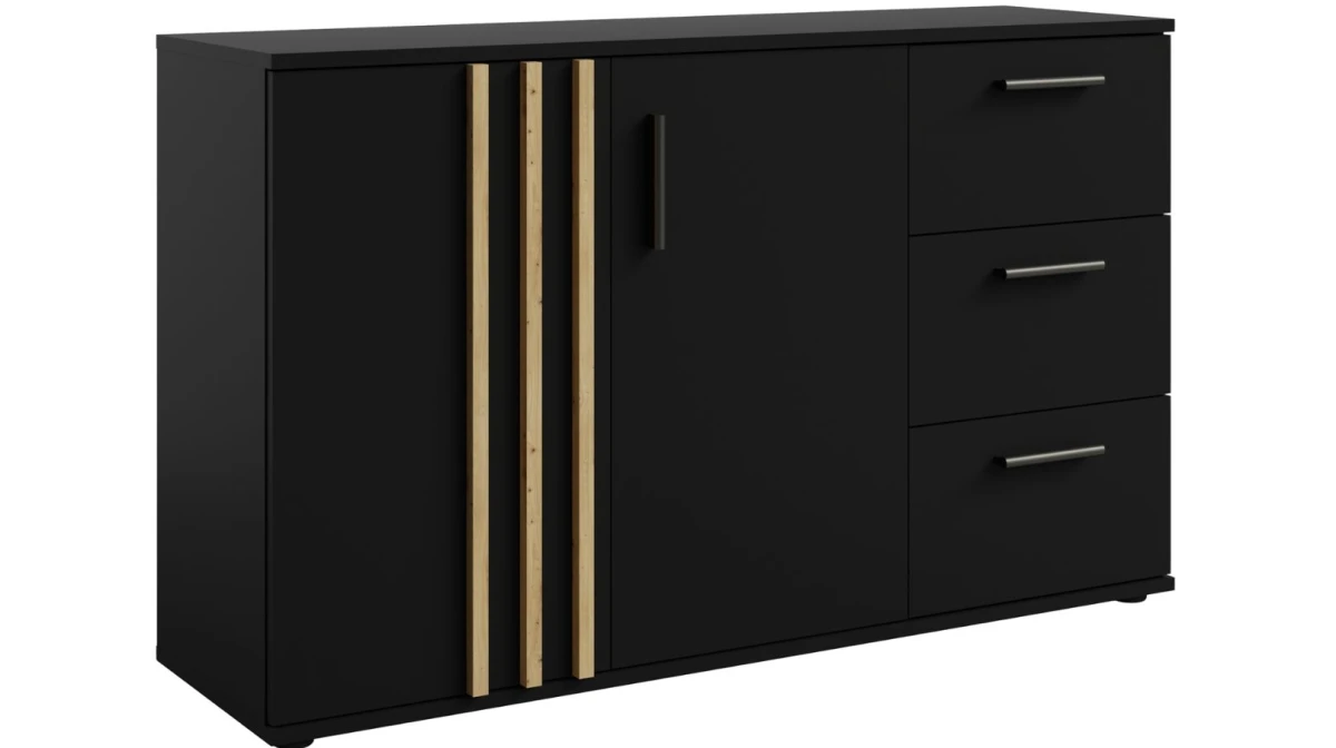 Czarna Komoda TOLL 3-szuflady 120 cm do Salonu