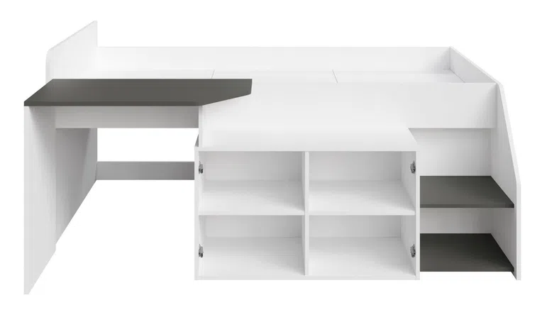Zdjęcie Prezentujące Wnętrze Szafek w Łóżku z Biurkiem i Schowkiem MULTI 90 x 200 cm