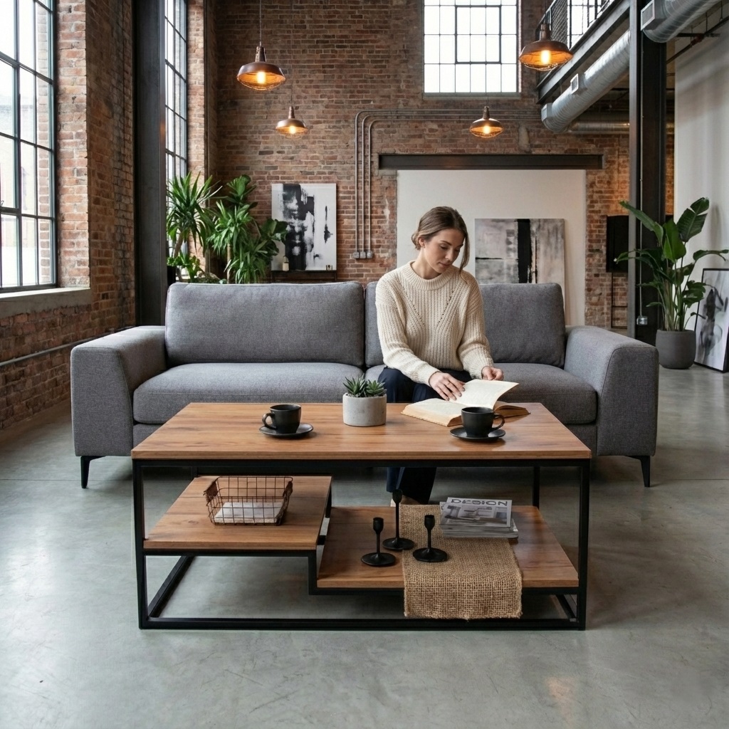 STOLIK KAWOWY KORNEL 5 DĄB CRAFT ZŁOTY STELAŻ CZARNY MAT ARANŻACJA DO SALONU.jpg