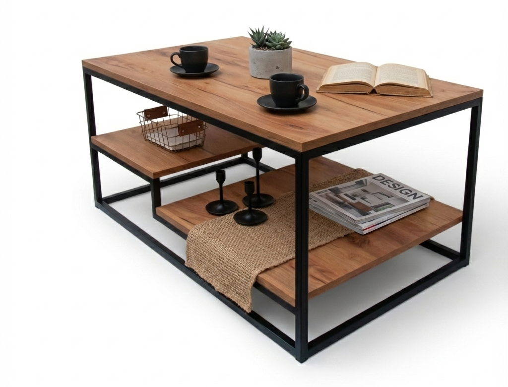 STOLIK KAWOWY KORNEL 5 DĄB CRAFT ZŁOTY STELAŻ CZARNY MAT BRYŁA PÓŁARANŻ.png