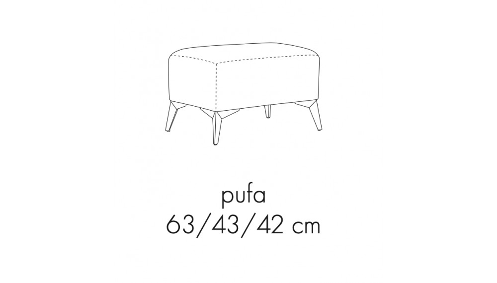 Zdjęcie Wymiarów Pufa FIGARO 63 cm Wysokie Metalowe Nóżki 15 cm