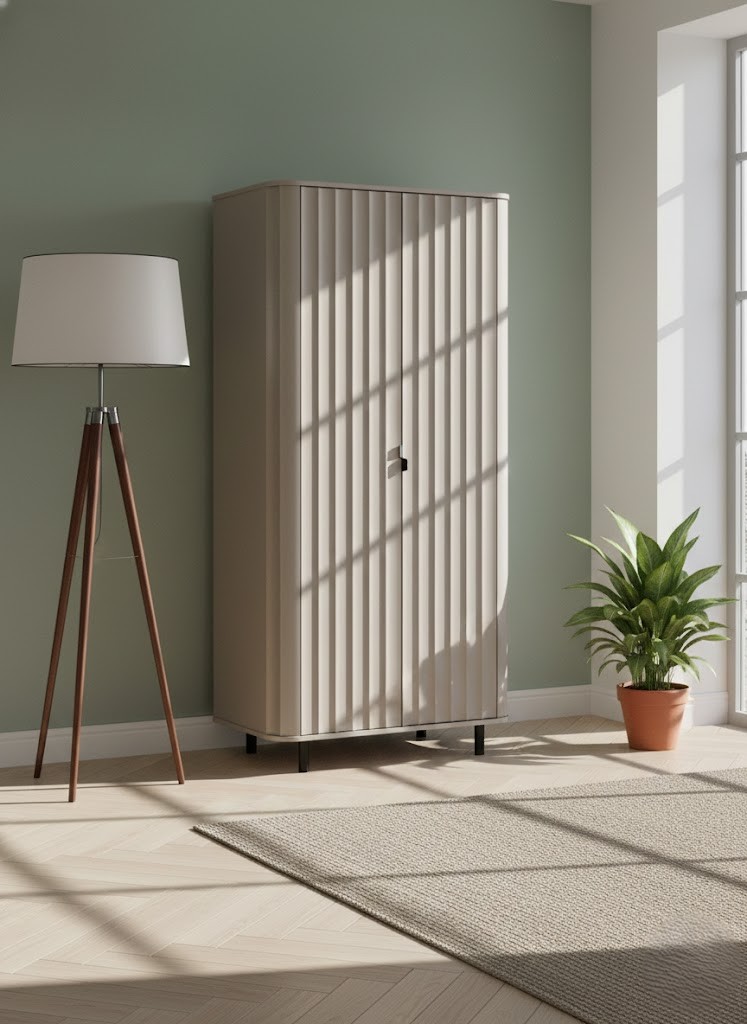 Dwudrzwiowa Ryflowana Szafa NOVADO NO-8 Szerokość 98 cm Clay Gray