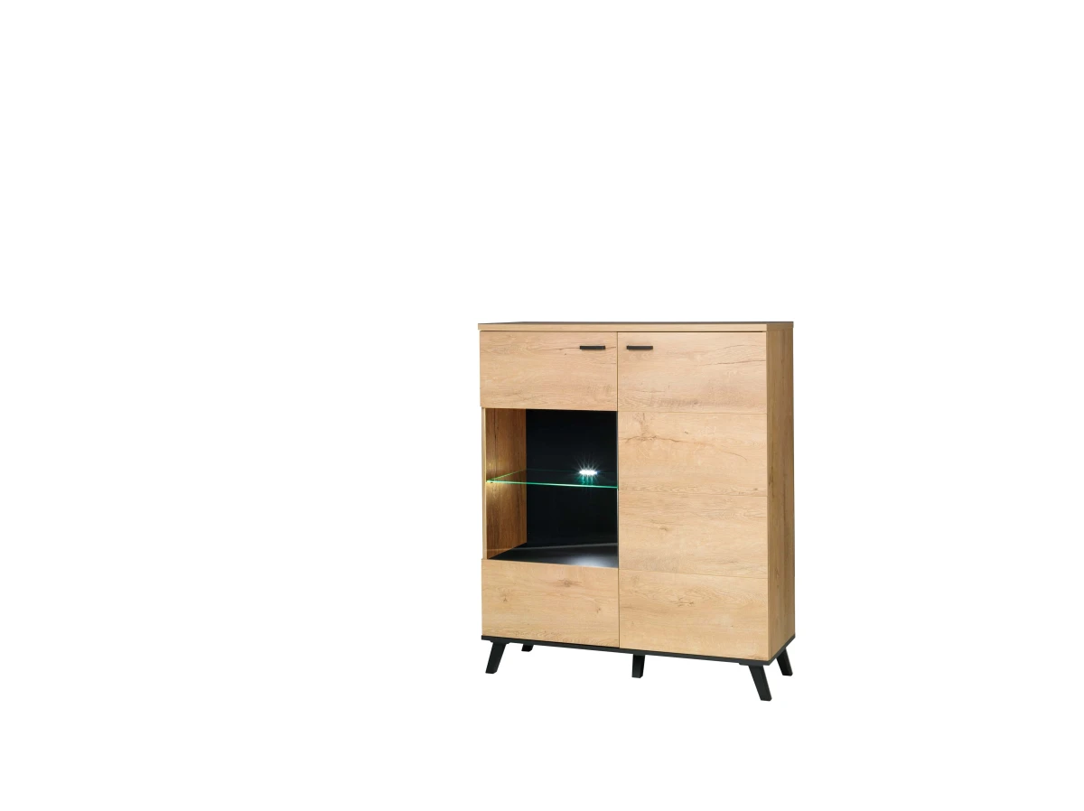 Witryna JOHN 4 szerokość 101 cm LED Dąb Lefkas / Czarny