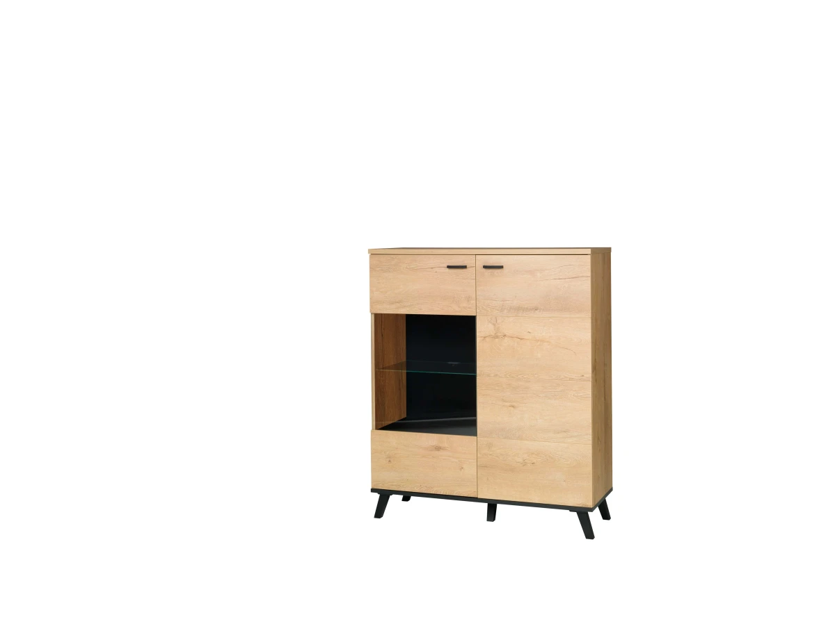 Witryna JOHN 4 szerokość 101 cm Dąb Lefkas / Czarny