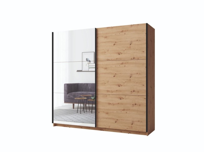 Szafa Przesuwna Arsala III 200 cm Dąb Artisan z Lustrem