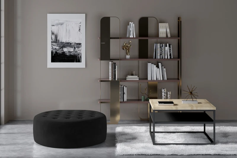 Monty_pufa-matt velvet 99-czarna-tapicerowana- pikowana-aranżacja.webp