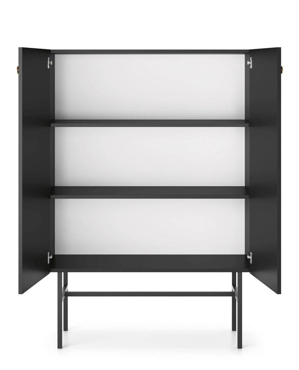 Zdjęcie Prezentujące Wnętrze Komody BELO 2D w Kolorze Czarnym