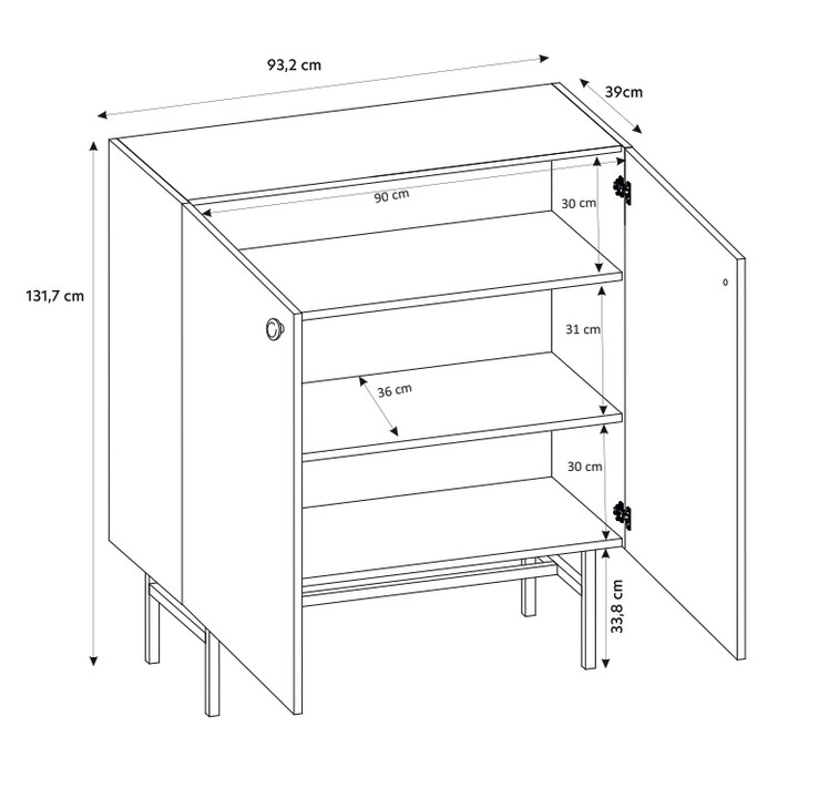 Zdjęcie Wymiarów Komoda BELO 2D