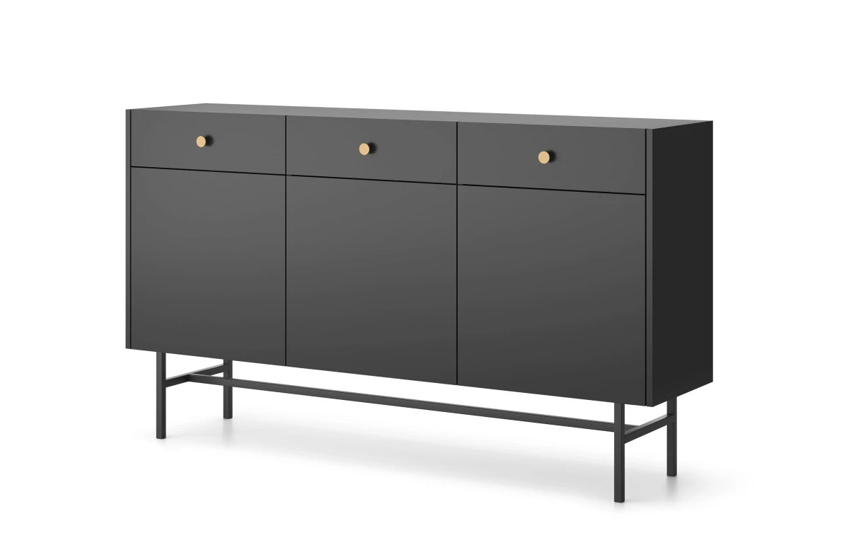 Zdjęcie Prezentujące Komodę BELO 3D 3SZ w Kolorze Czarnym