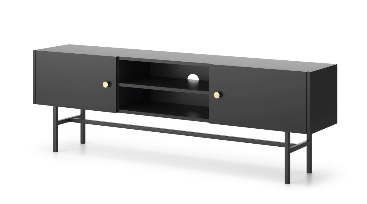 Zdjęcie Prezentujące Szafkę RTV BELO Czarną 155 cm do Salonu