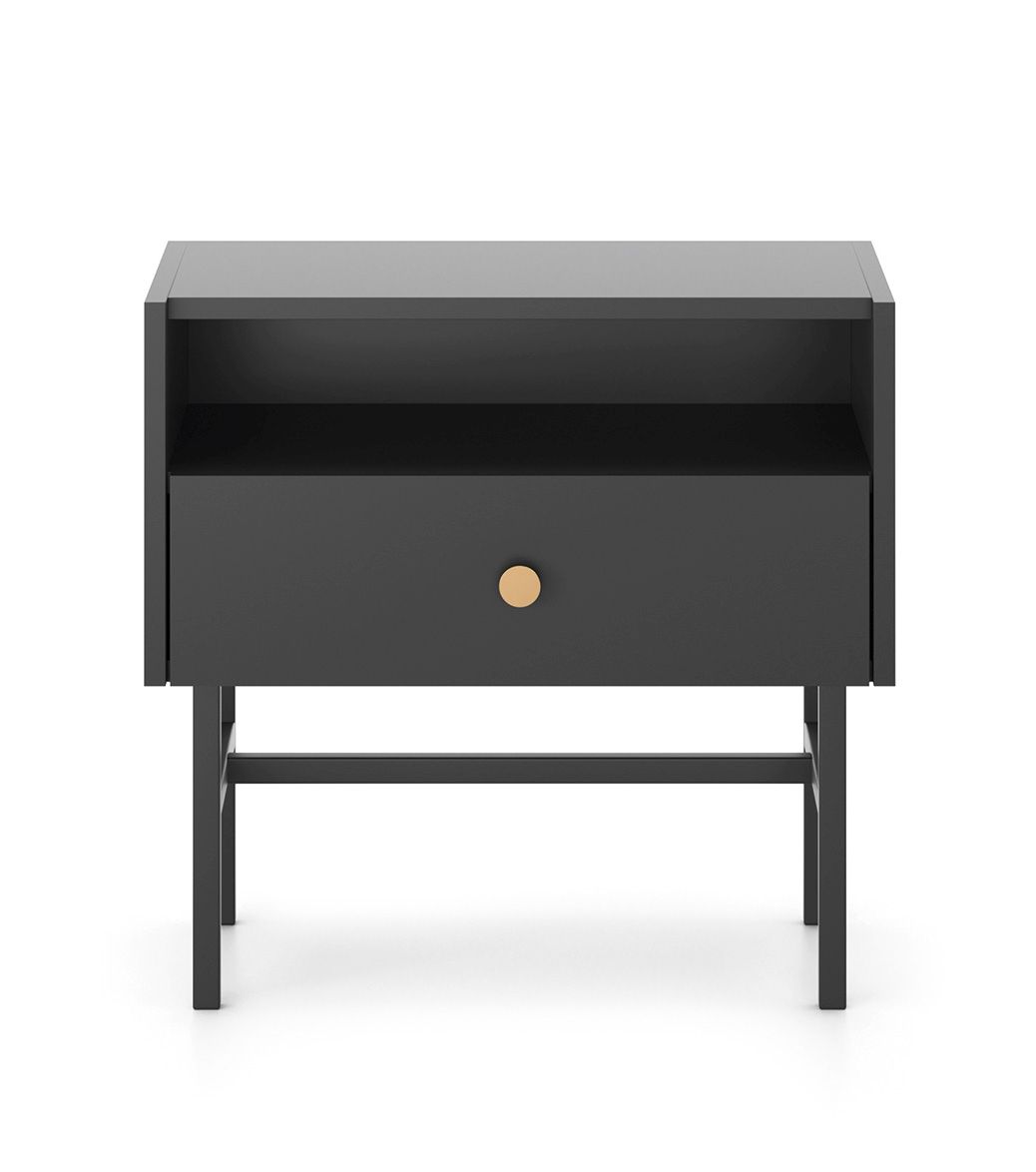 Stolik Nocny BELO 55 cm Czarny na Wysokich Nóżkach do Sypialni