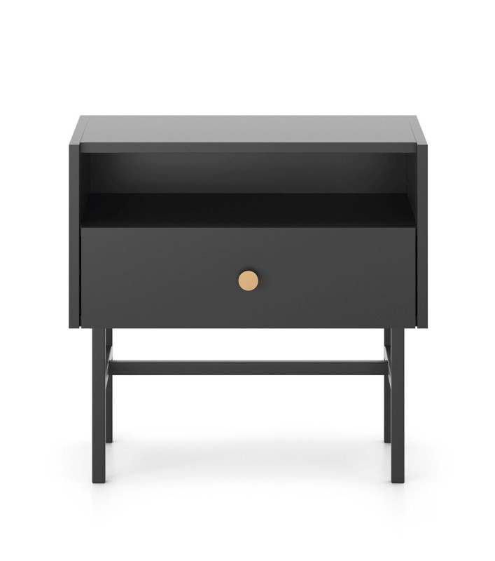 Stolik Nocny BELO 55 cm Czarny na Wysokich Nóżkach do Sypialni