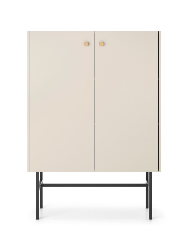 Komoda BELO 2D Kaszmirowa na Wysokich Metalowych Nóżkach do Sypialni