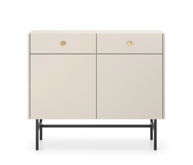 Komoda BELO 2D 2SZ Kaszmirowa na Wysokich Metalowych Nóżkach do Sypialni