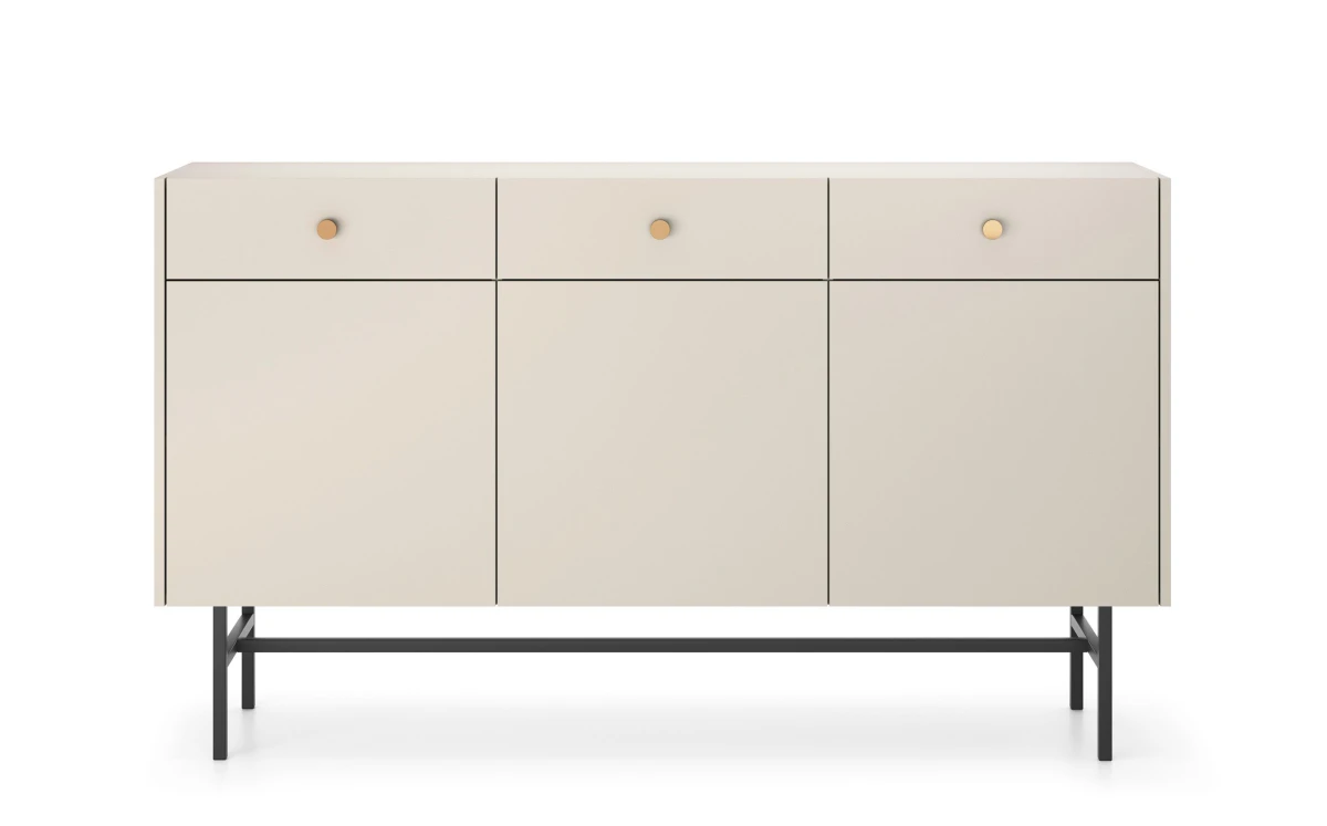 Komoda BELO 3D 3SZ Kaszmirowa na Wysokich Metalowych Nóżkach do Sypialni