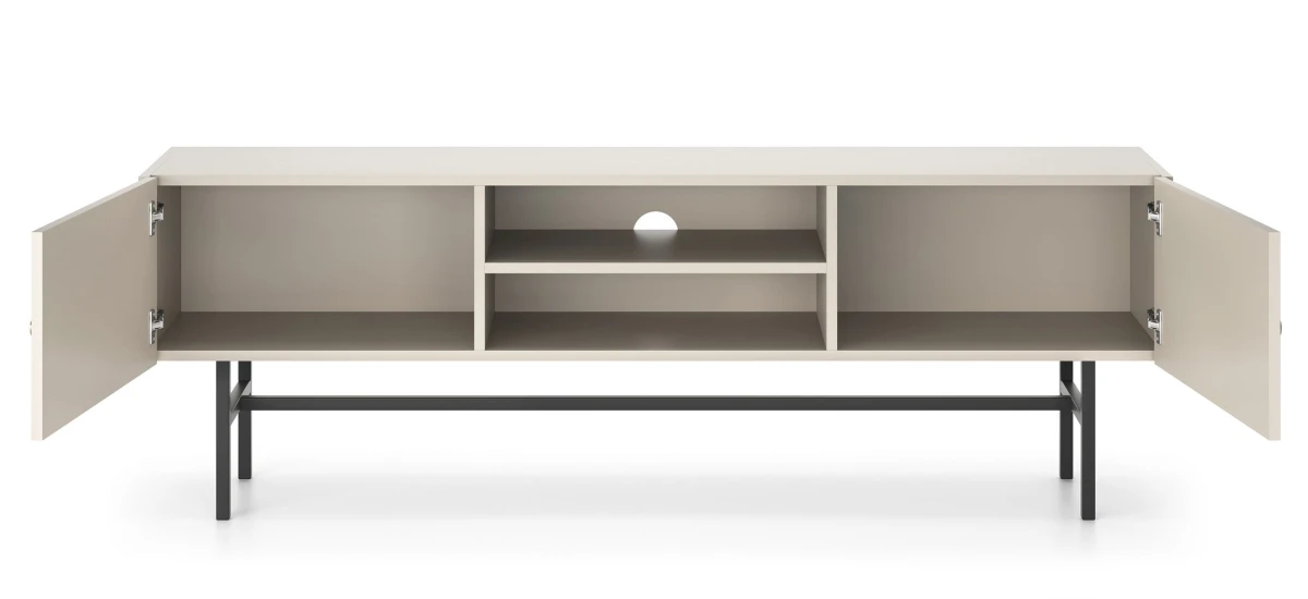 Zdjęcie Prezentujące Wnętrze Szafki RTV BELO Kaszmirowej 155 cm do Salonu