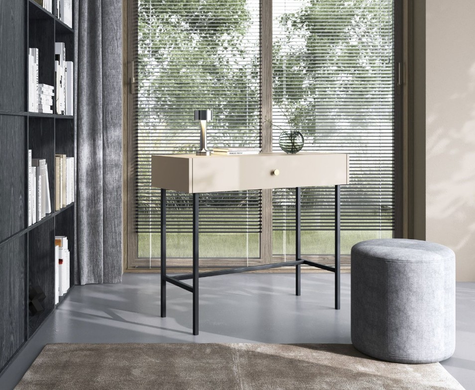 Toaletka z Szufladą BELO Kaszmirowa na Wysokich Nóżkach w Aranżacji Sypialni