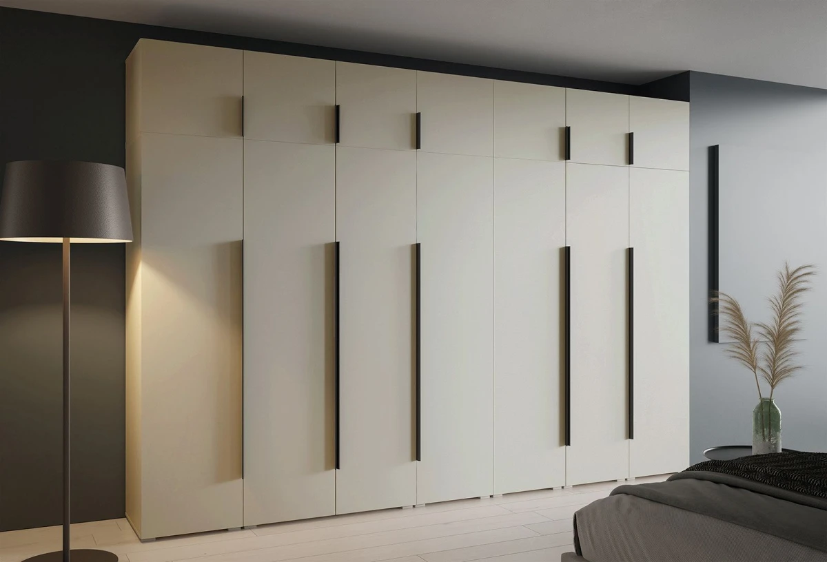 Szafa Modułowa z Nadstawką ALEX 350 cm Kaszmir Gładkie Fronty Garderoba