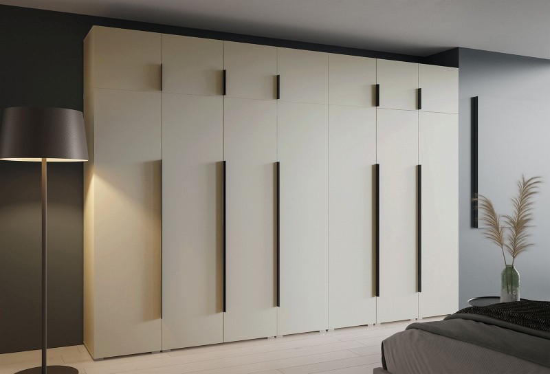 Szafa Modułowa z Nadstawką ALEX 350 cm Kaszmir Gładkie Fronty Garderoba