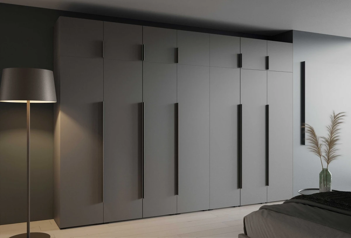 Szafa Modułowa z Nadstawką ALEX 350 cm Antracyt Gładkie Fronty Garderoba