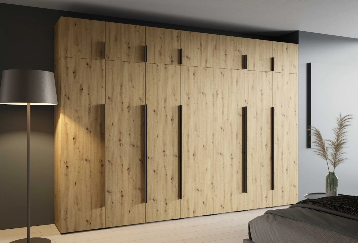 Szafa Modułowa z Nadstawką ALEX 350 cm Dąb Artisan Gładkie Fronty Garderoba