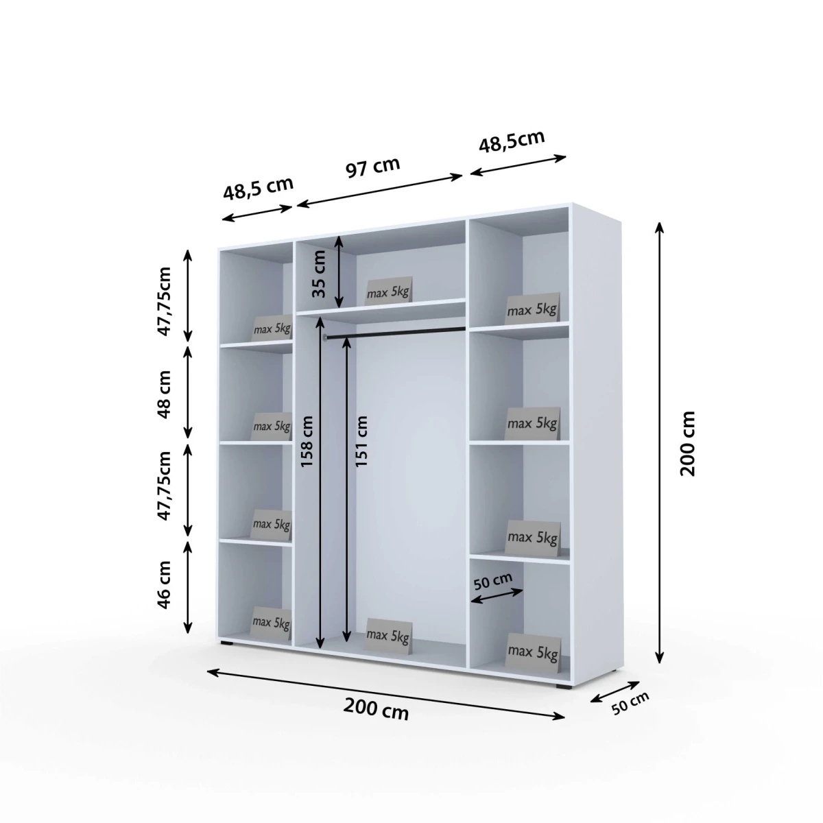Zdjęcie Wymiarów Szafa Modułowa ALEX