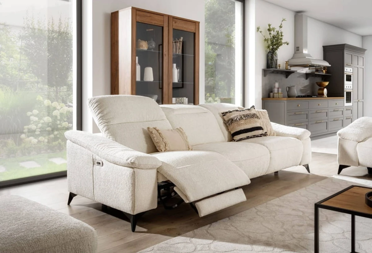 Trzyosobowa Beżowa Sofa 280 cm z Elektryczną Funkcją Relaks do Salonu GRAPPA.jpg