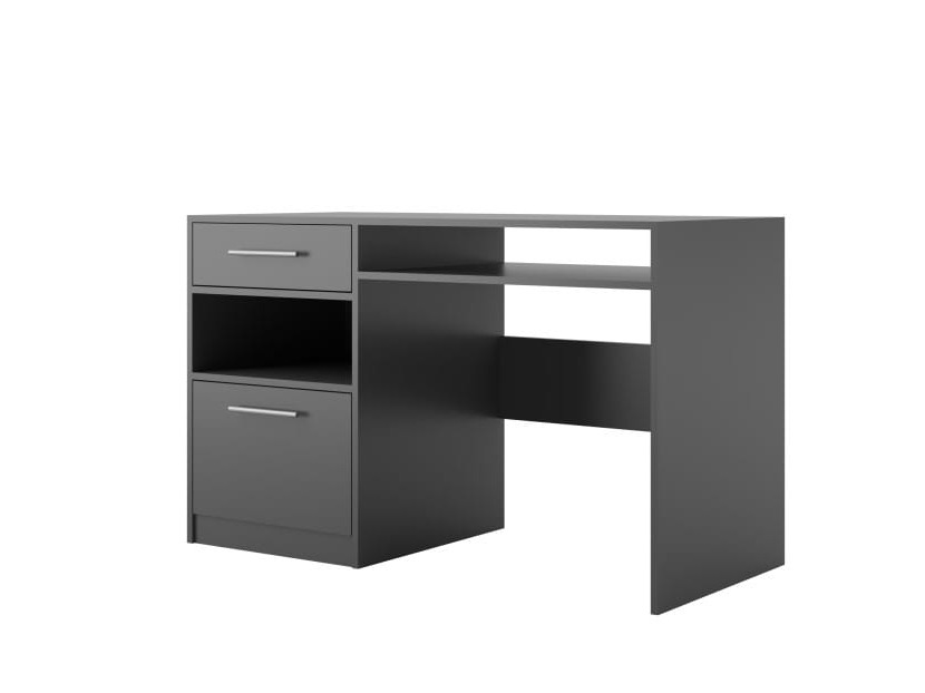 Biurko BALI szerokość 125 cm szuflada półki drzwi grafitowe