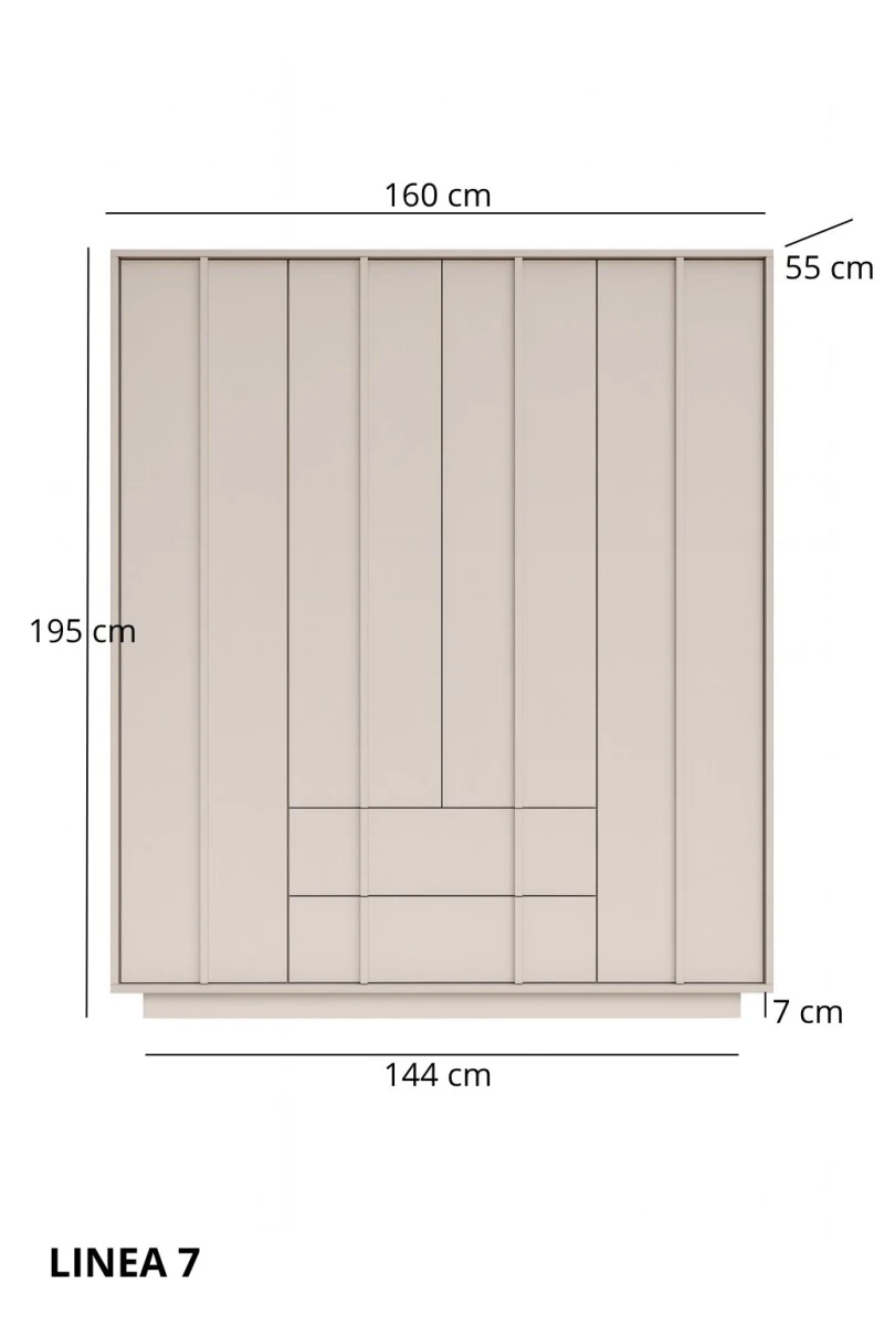 Zdjęcie Wymiarów Kaszmirowa Szafa 160 cm do Sypialni LINEA