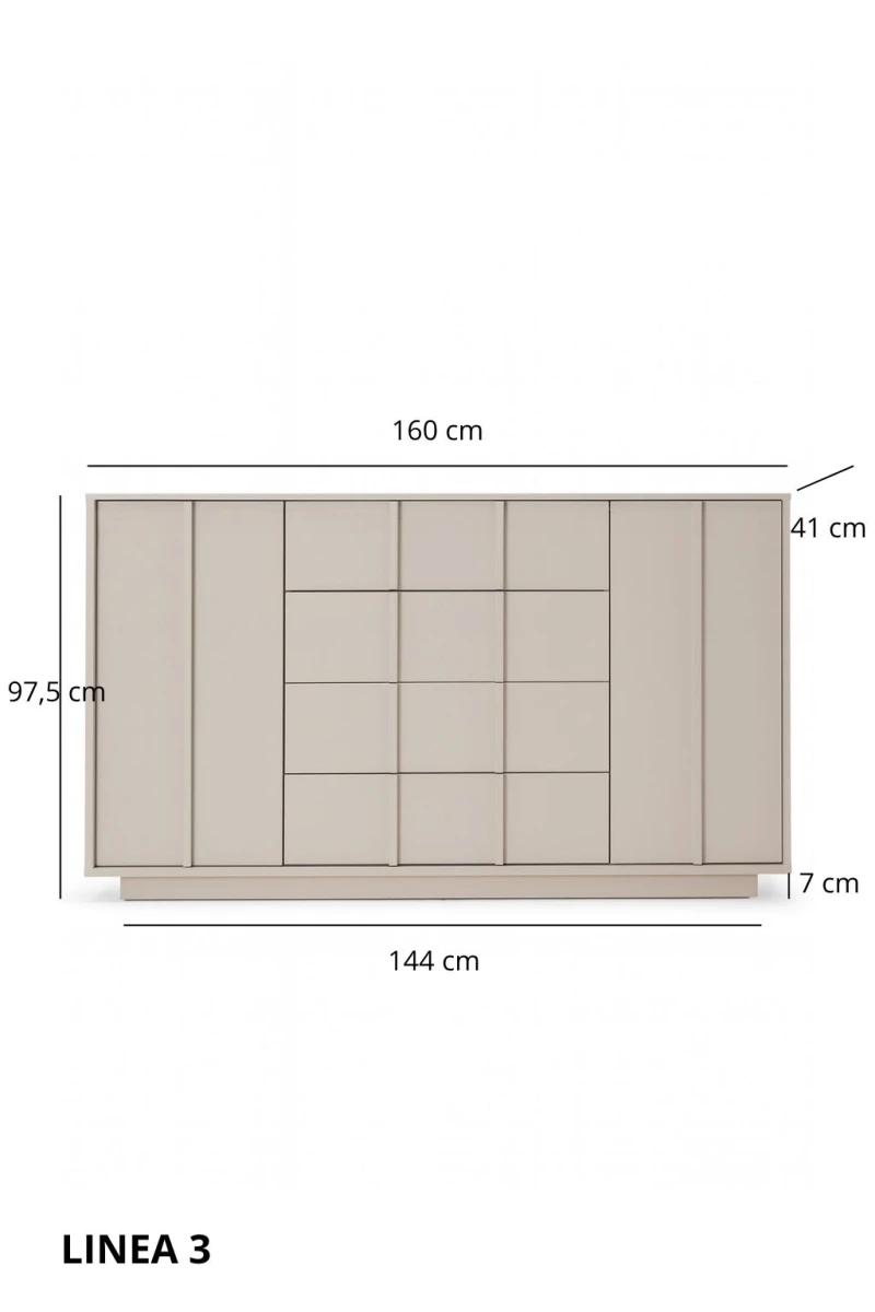 Zdjęcie Wymiarów Komoda Kaszmirowa 160 cm do Salonu LINEA