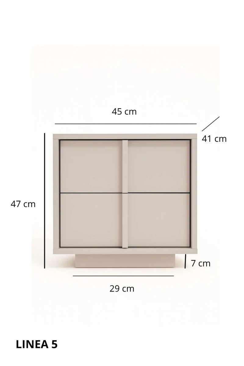 Zdjęcie Wymiarów Szafka Nocna Kaszmirowa 45 cm do Sypialni LINEA
