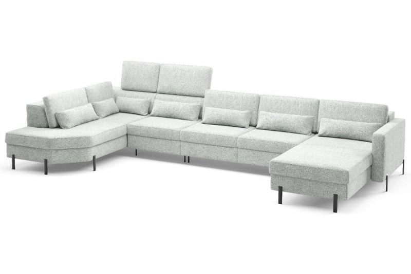 Nowoczesny Narożnik 411 cm Szary Lewostronny U PIENZA