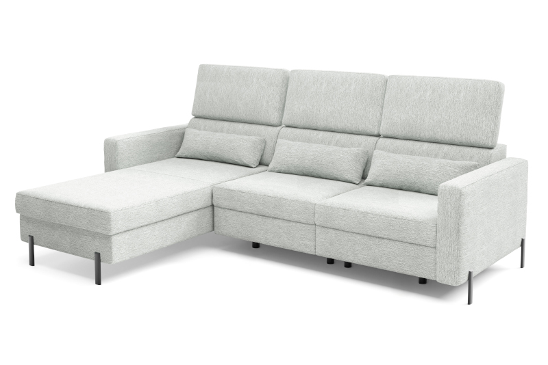 Lewostronny Szary Narożnik 330 cm L z Funkcją Spania PIENZA