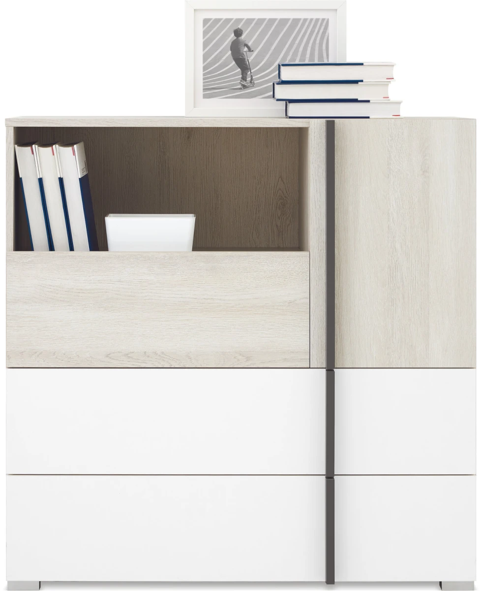 Komoda Młodzieżowa 90 cm Biała Dąb Wilton do Pokoju REMO RM8