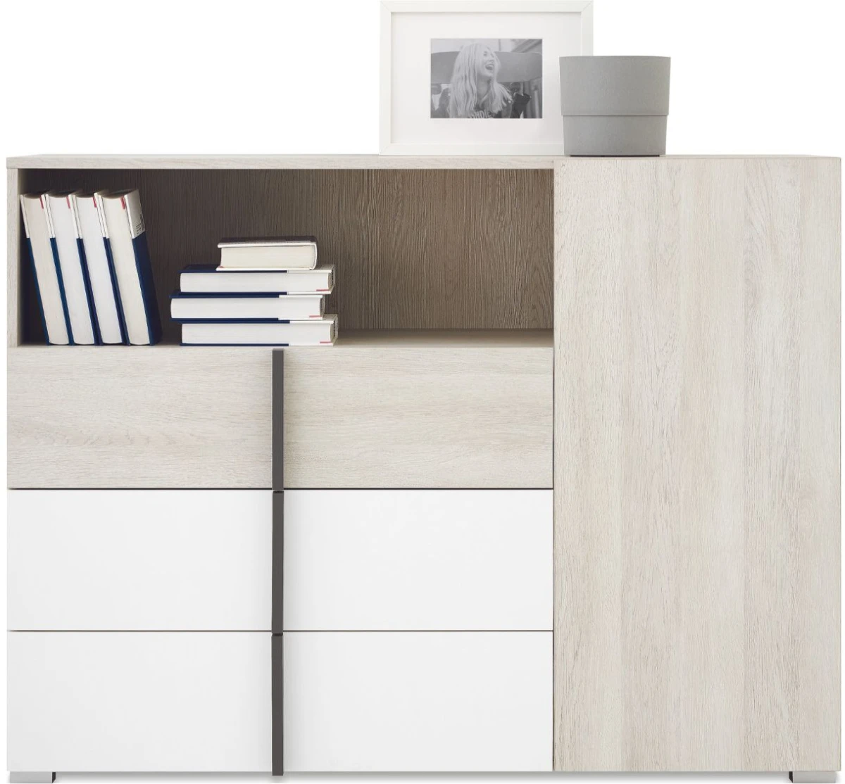 Komoda Młodzieżowa 120 cm Biała Dąb Wilton do Pokoju REMO RM9