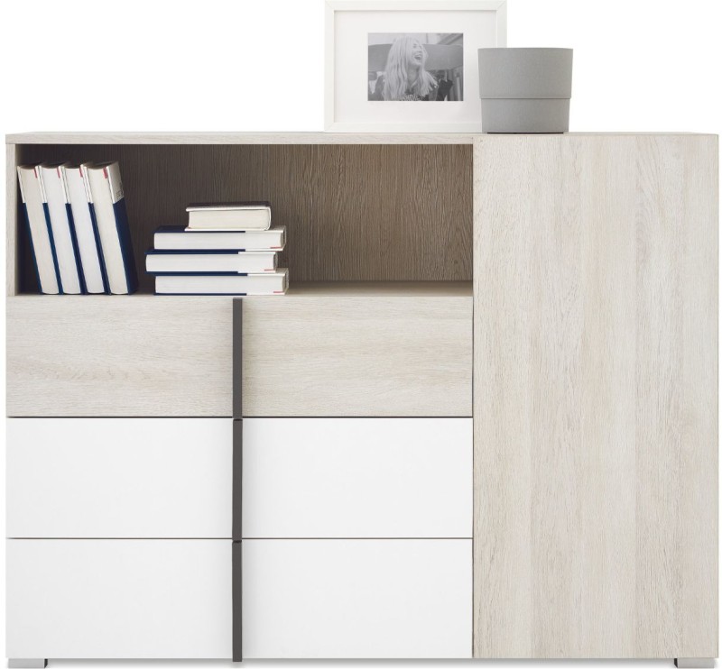 Komoda Młodzieżowa 120 cm Biała Dąb Wilton do Pokoju REMO RM9