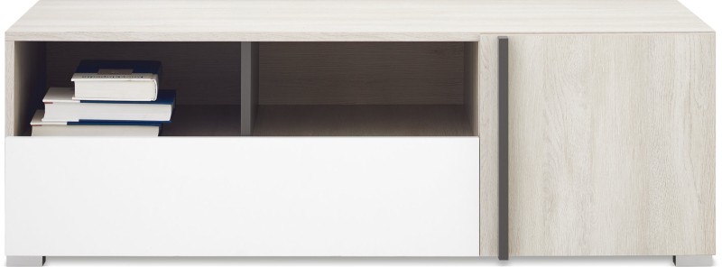Szafka RTV Młodzieżowa 120 cm Biała Dąb Wilton pod Telewizor REMO RM12