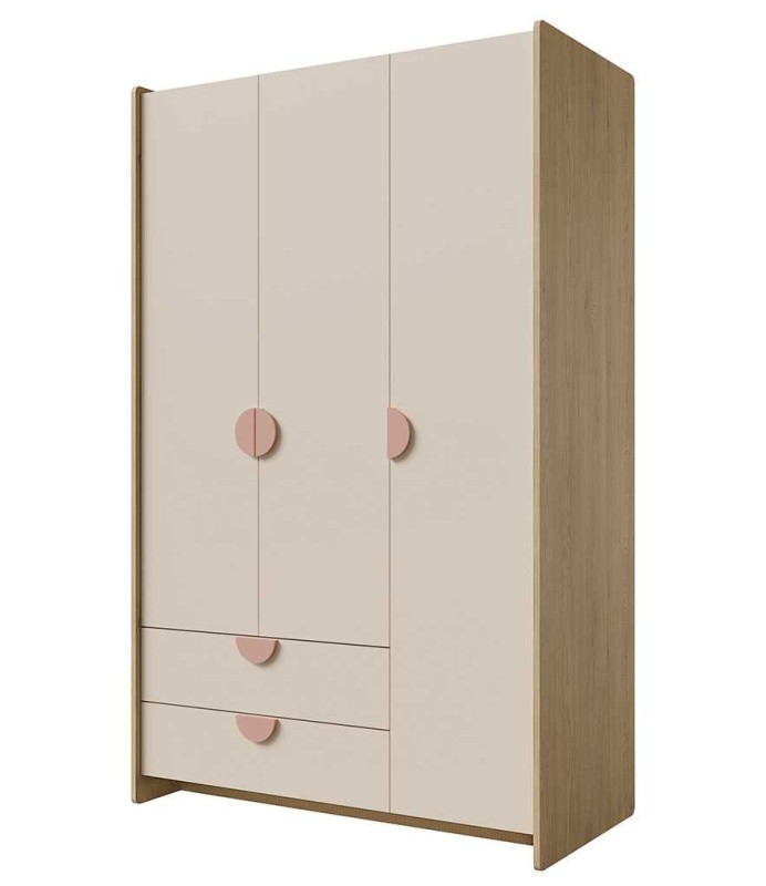 LEXI SZAFA 3D2S DĄB CREMONA MACADAMIA PUDROWY RÓŻ DO POKOJU DZIECKA.jpg