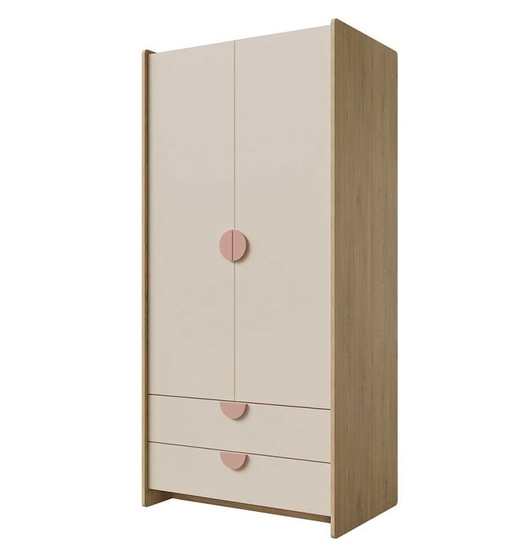 LEXI SZAFA 2D2SZ DĄB CREMONA MACADAMIA PUDROWY RÓŻ DO POKOJU DZIECKA.jpg