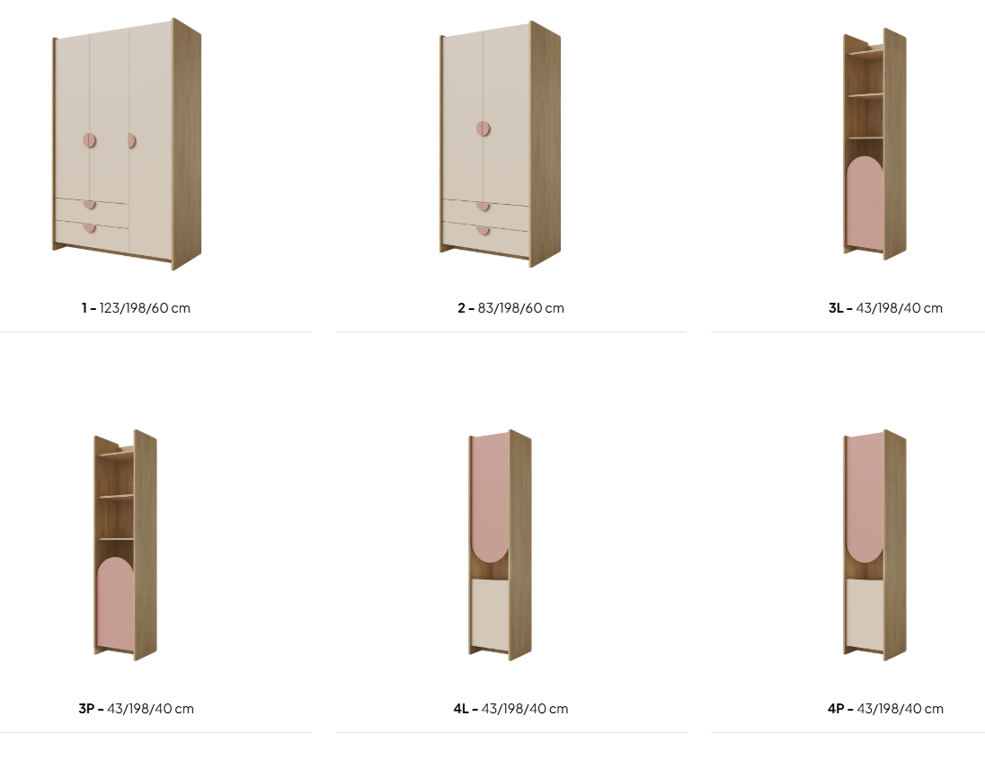 LEXI DĄB CREMONA MACADAMIA PUDROWY RÓŻ ZESTAW KOLEKCJA SZAFY WYMIARY.png