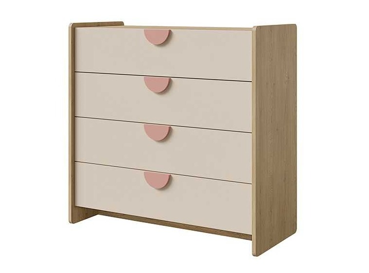 LEXI KOMODA 4SZ DĄB CREMONA MACADAMIA PUDROWY RÓŻ DO POKOJU DZIECKA.jpg