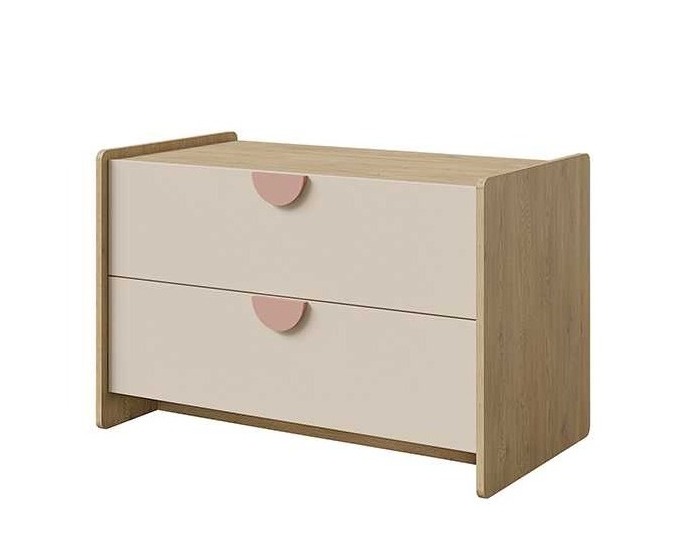 LEXI SZAFKA RTV DĄB CREMONA MACADAMIA PUDROWY RÓŻ DO POKOJU DZIECKA.jpg