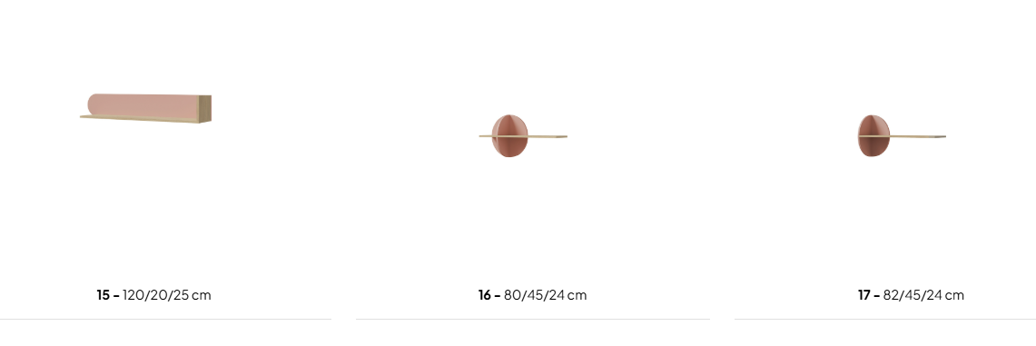 LEXI DĄB CREMONA MACADAMIA PUDROWY RÓŻ ZESTAW KOLEKCJA PÓŁKI WYMIARY.png