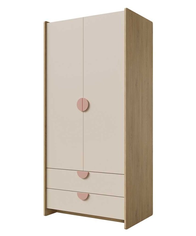 LEXI SZAFA 2D2SZ DĄB CREMONA MACADAMIA PUDROWY RÓŻ DO POKOJU DZIECKA.jpg