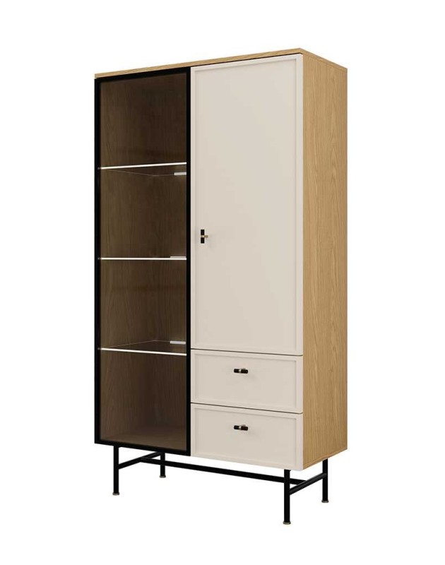 ELORA REGAL SREDNI 2S2D SZKLO_dąb wiosenny+macadamia kaszmir kaszmirowy beż beżowy.jpg