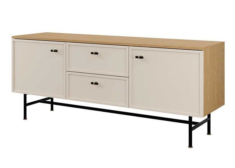 ELORA SZAFKA RTV SREDNIA 2S2D_dąb wiosenny+macadamia kaszmir kaszmirowa beż beżowa.jpg