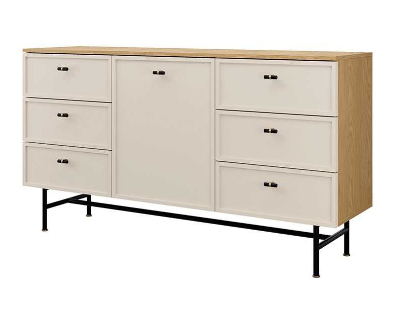 ELORA KOMODA DUZA 6SZ1D_dab wiosenny+macadamia kaszmir kaszmirowa beż beżowa.jpg