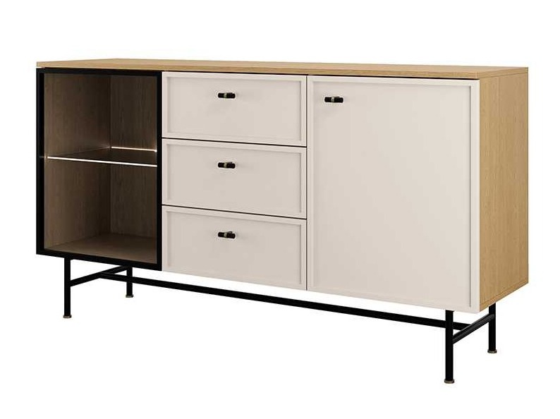 REGAL SREDNI 2S2D SZKLO_dąb wiosenny+macadamia kaszmir kaszmirowy beż beżowy.jpg