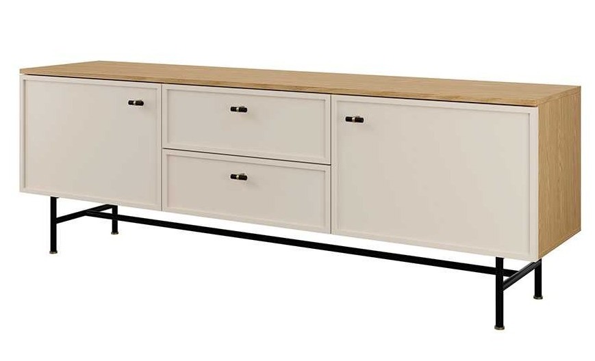 ELORA SZAFKA RTV DUZA 2S2D_dąb wiosenny+macadamia kaszmir kaszmirowa beż beżowa.jpg