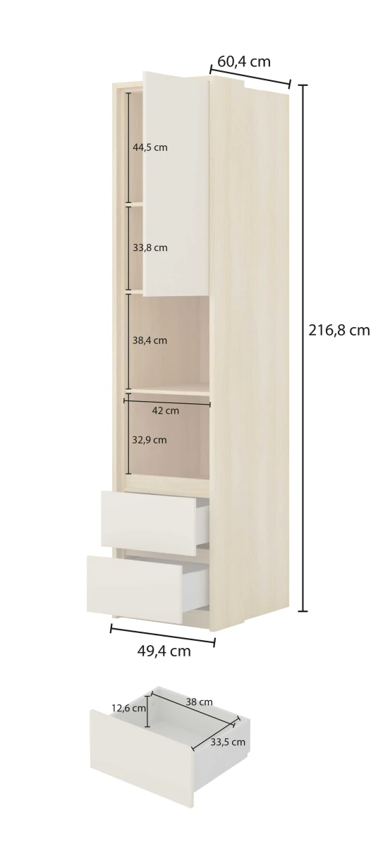 TERRA 24..ON94_7+24LGON01 REGAŁ GŁĘBOKI Z LISTWĄ BOCZNĄ 2 SZUFLADY JEDNODRZWIOWY WYMIARY.jpg